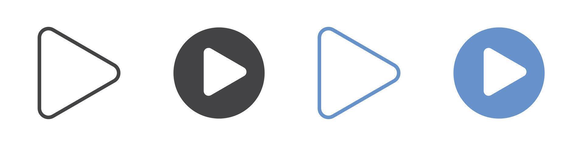 Play icon flat line symbol set. vector