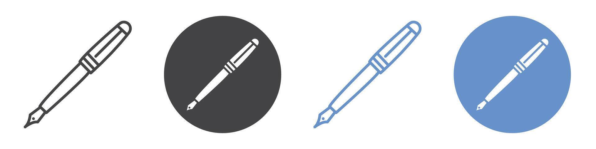 Pen icon flat line symbol set. vector
