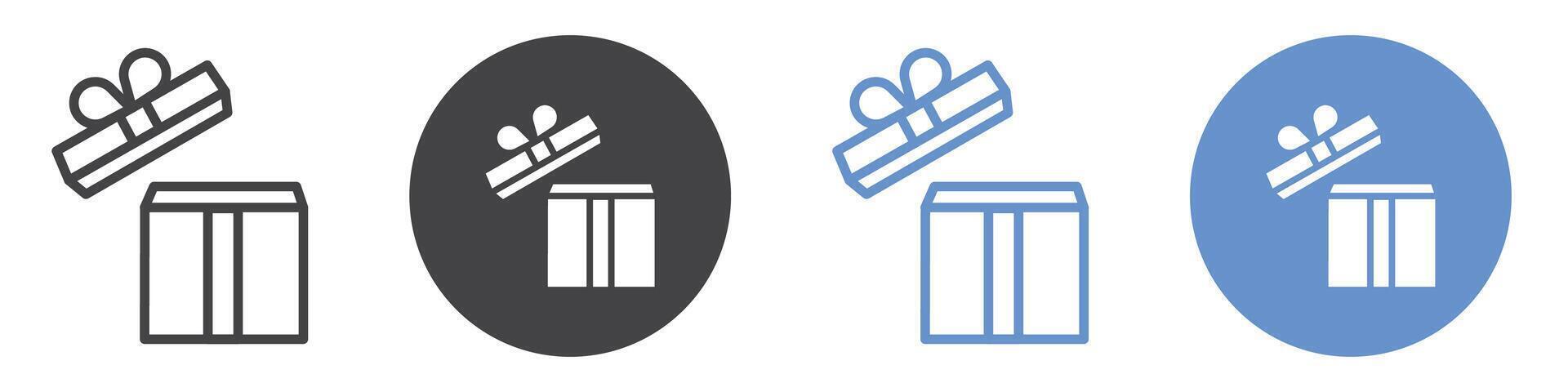 Open gift box icon flat line symbol set. vector