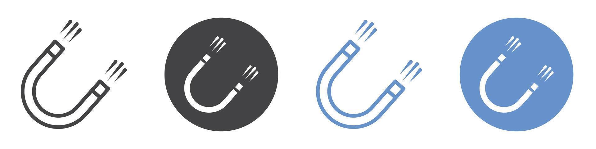 Magnet icon flat line symbol set. vector