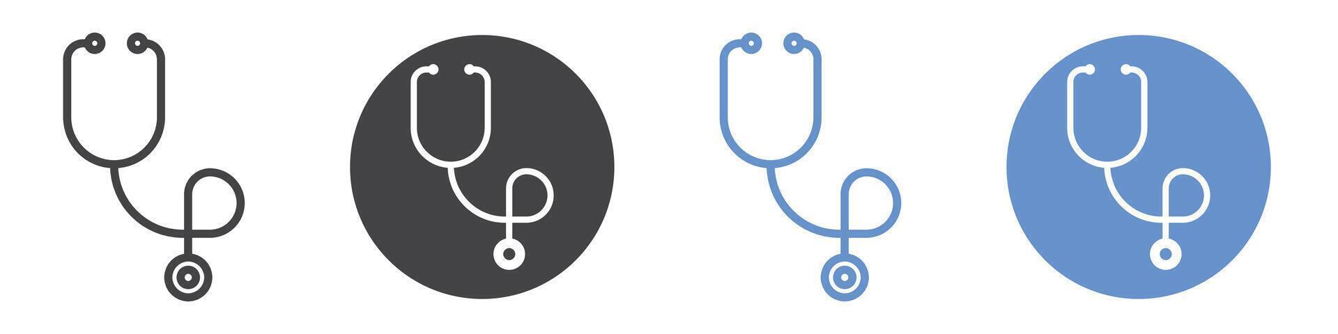 Stethoscope icon flat line symbol set. vector