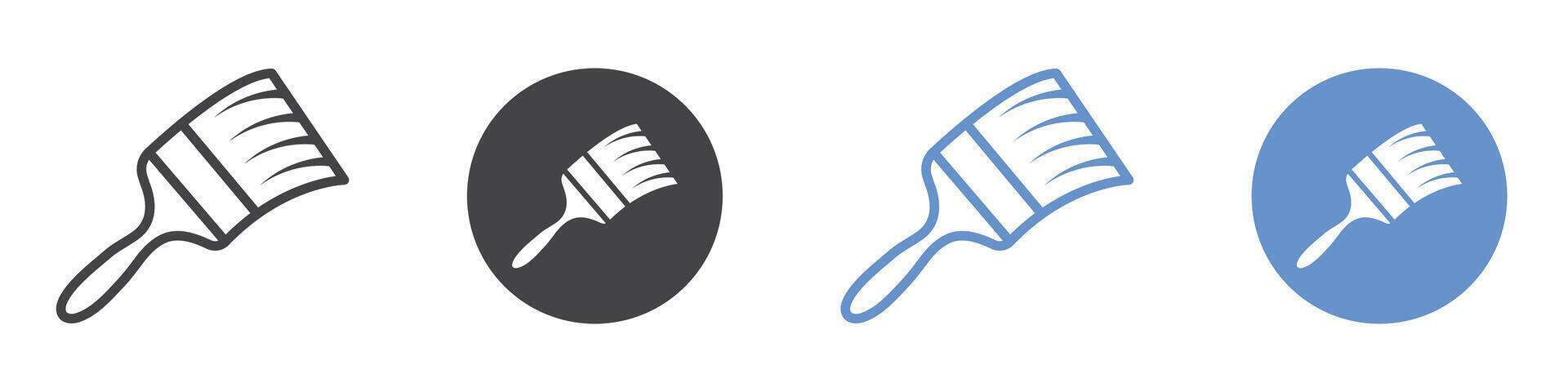 Paint brush icon flat line symbol set. vector