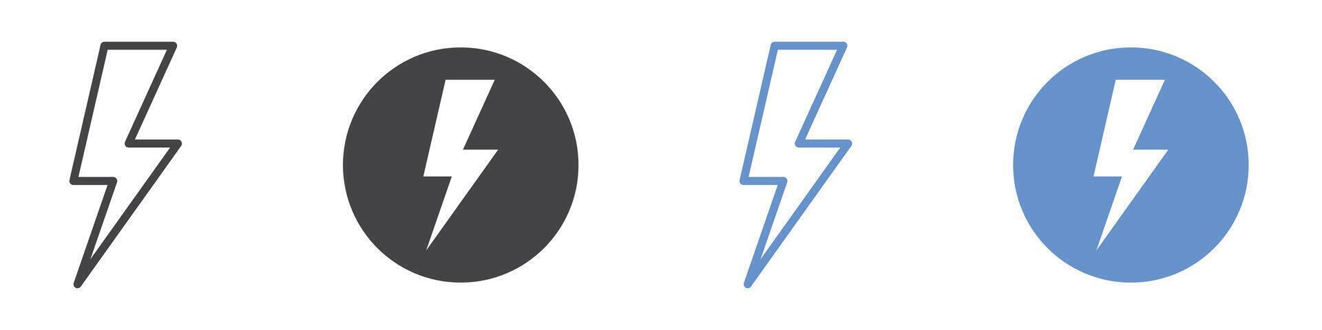Thunder bolt icon flat line symbol set. vector