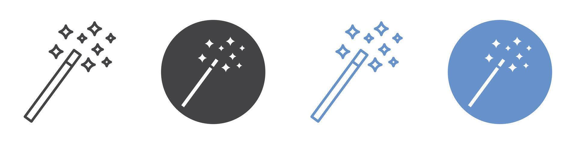Magic wand icon flat line symbol set. vector