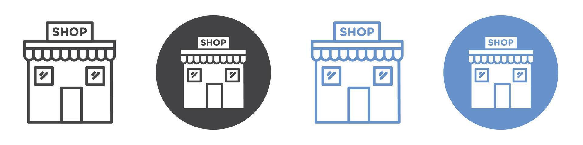 Local store icon flat line symbol set. vector