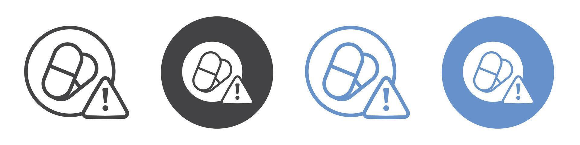 Overdose icon flat line symbol set. vector