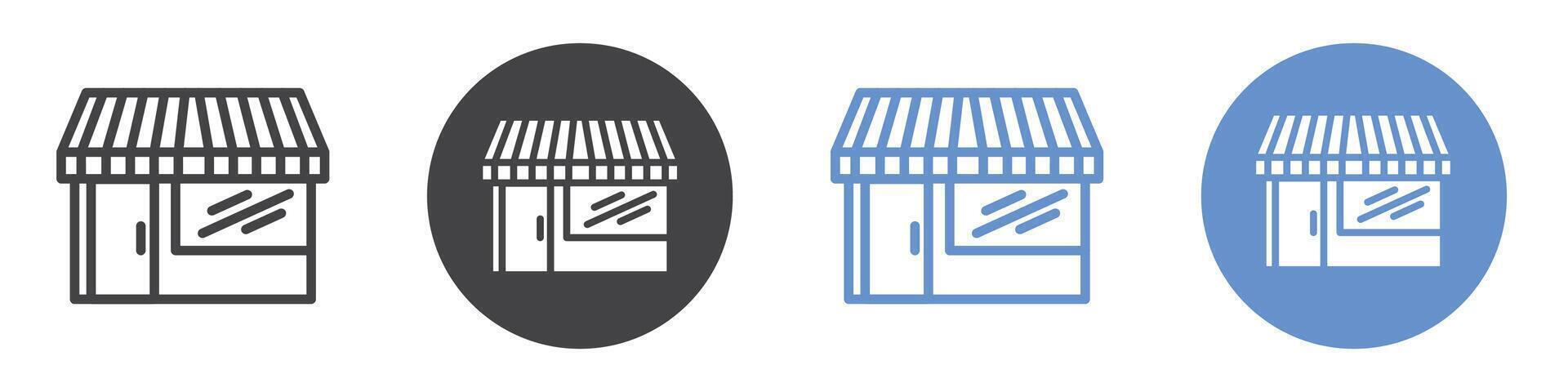 Store icon flat line symbol set. vector
