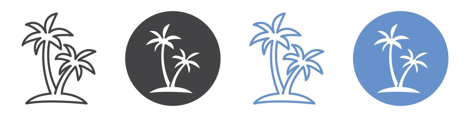 Palm tree icon flat line symbol set. vector