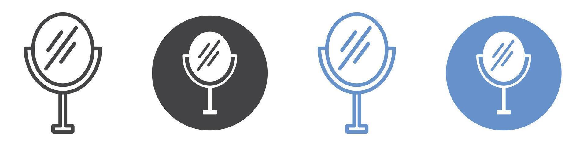 Makeup mirror icon flat line symbol set. vector