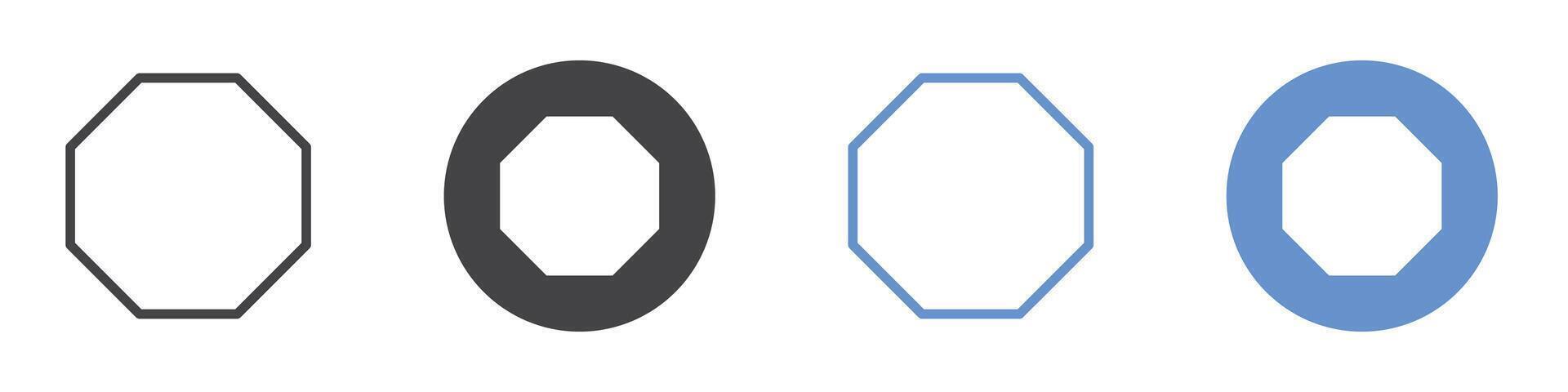 Octagon icon flat line symbol set. vector