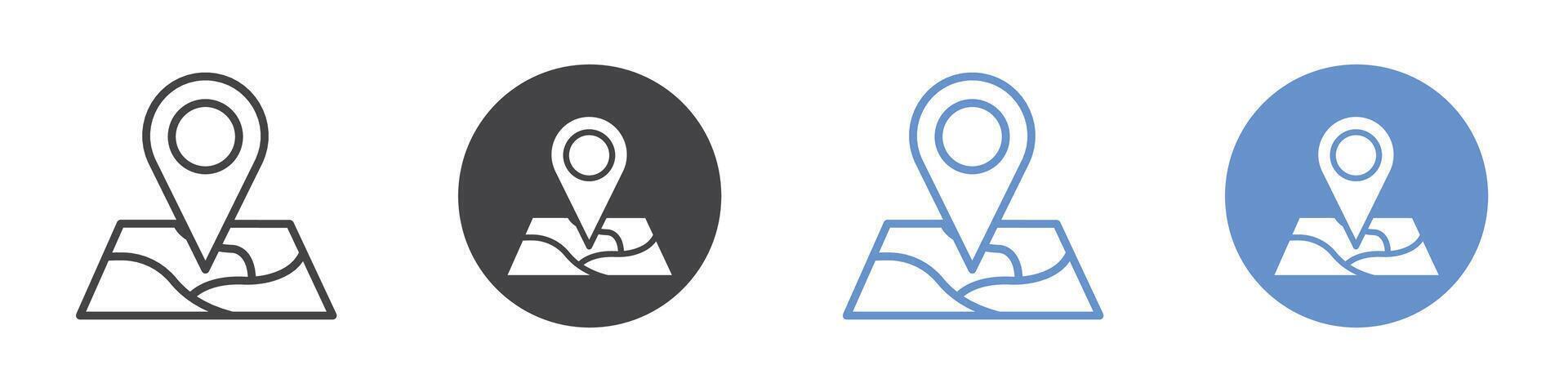 Map pin icon flat line symbol set. vector