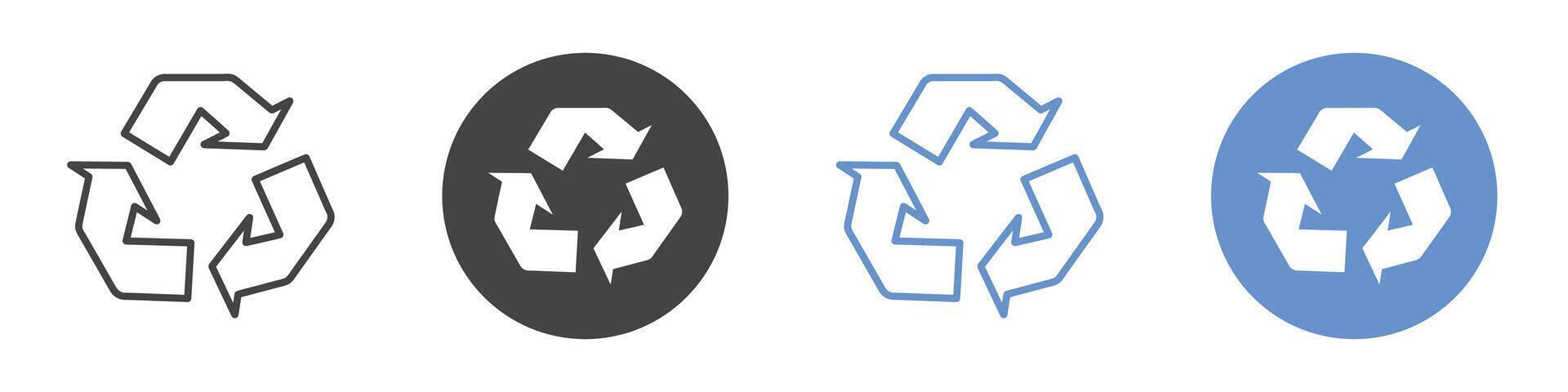 Recycle icon flat line symbol set. vector