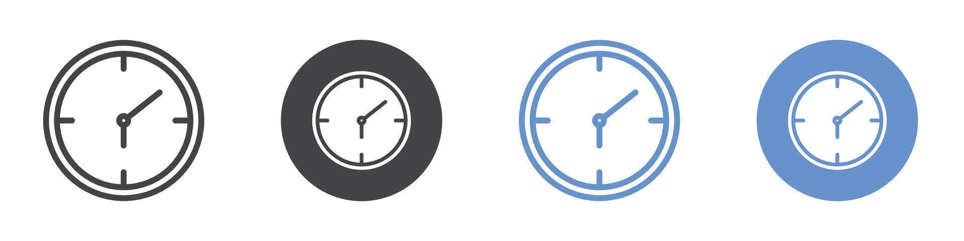 Time clock icon flat line symbol set. vector