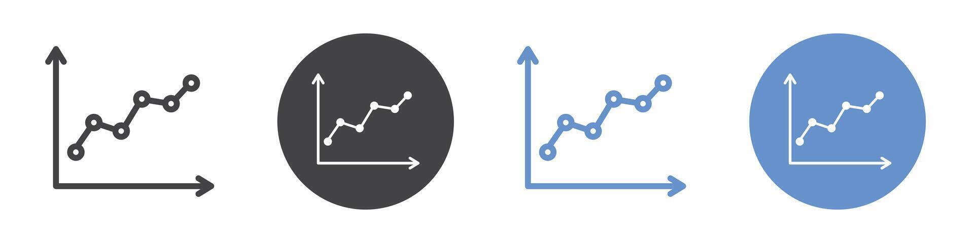 Line chart icon flat line symbol set. vector