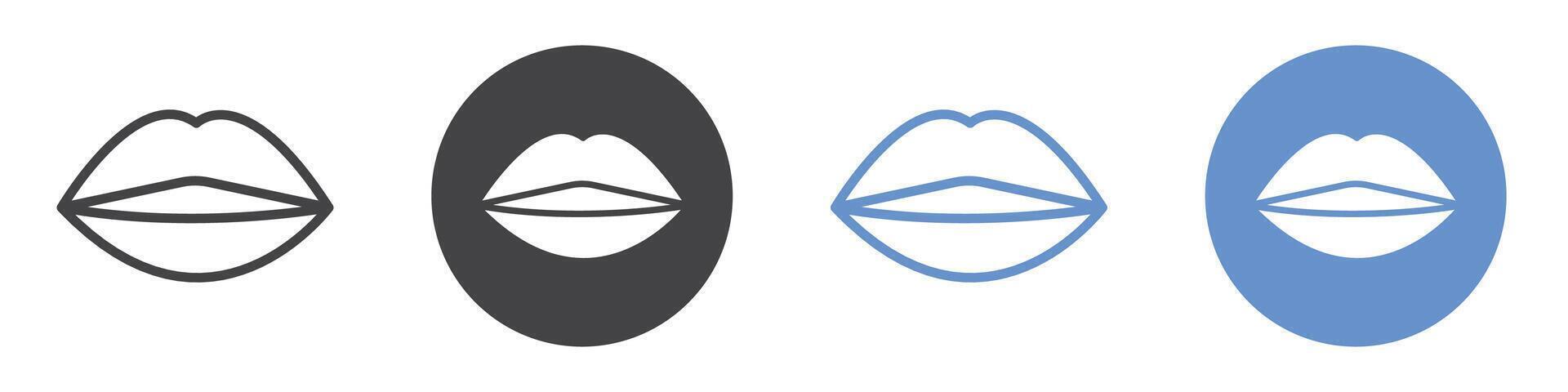 Lips icon flat line symbol set. vector