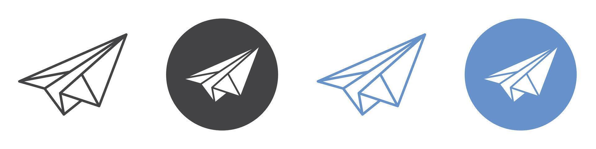 Paper plane icon flat line symbol set. vector