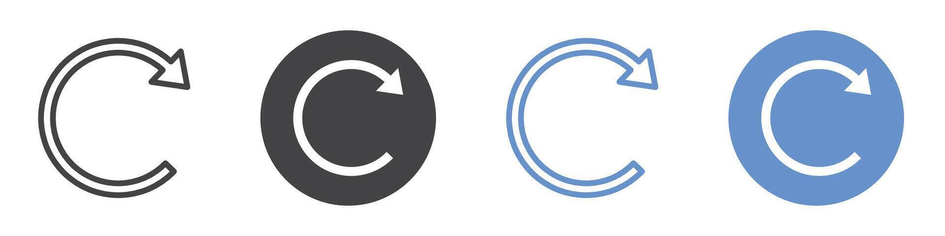 Reset icon flat line symbol set. vector