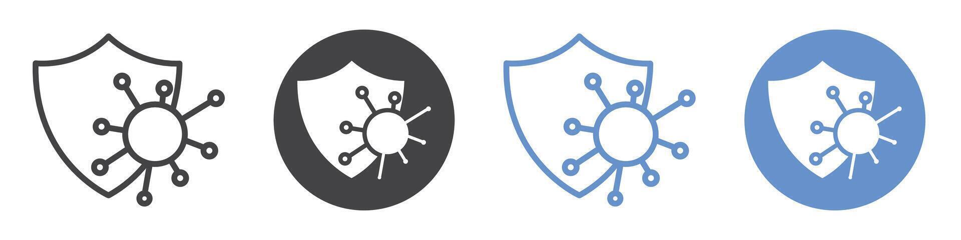 immunity icon flat line symbol set. vector