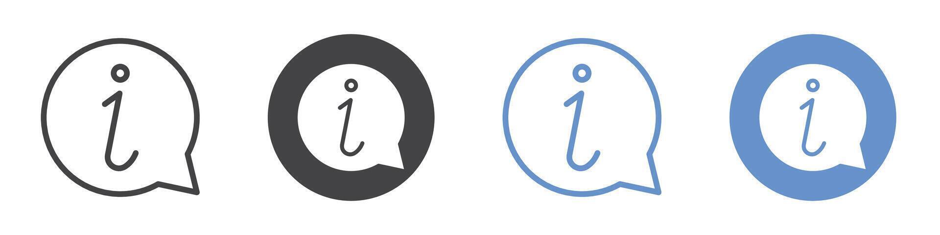 Information icon flat line symbol set. vector