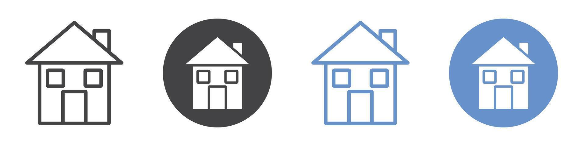 House icon flat line symbol set. vector