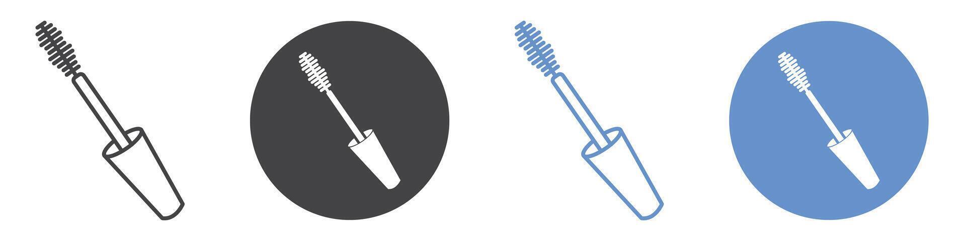 Mascara brush icon flat line symbol set. vector