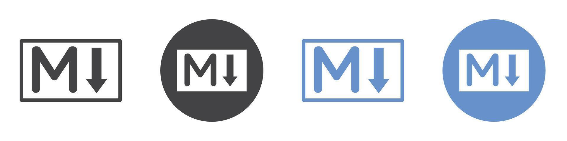 Markdown icon flat line symbol set. vector