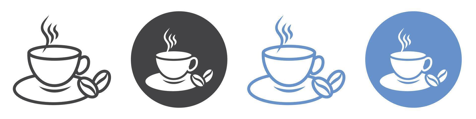 Hot coffee cup icon flat line symbol set. vector