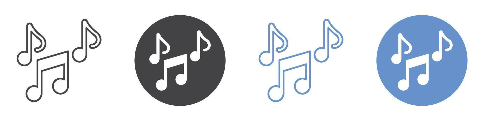 Music note icon flat line symbol set. vector