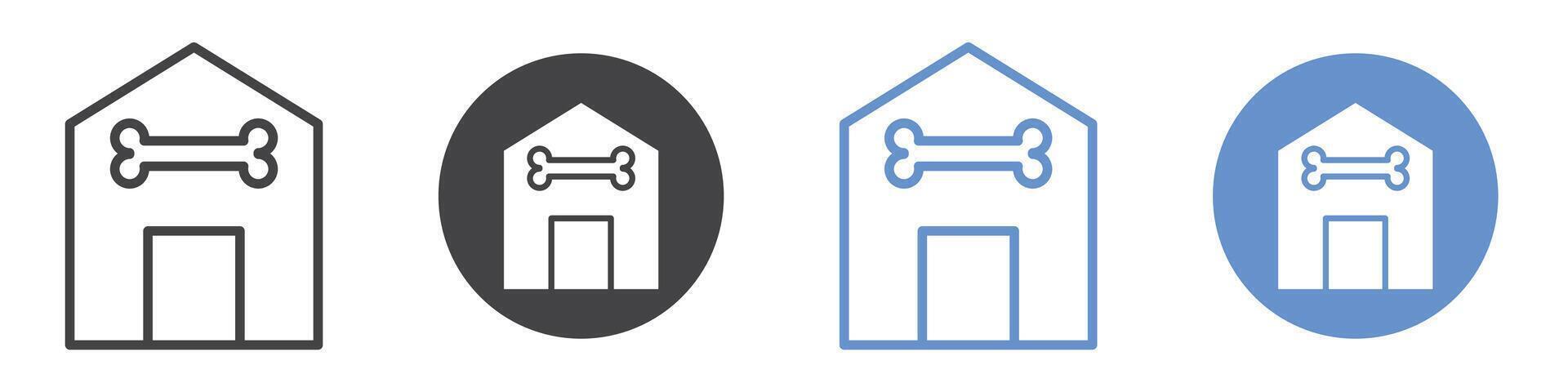Pet House icon flat line symbol set. vector