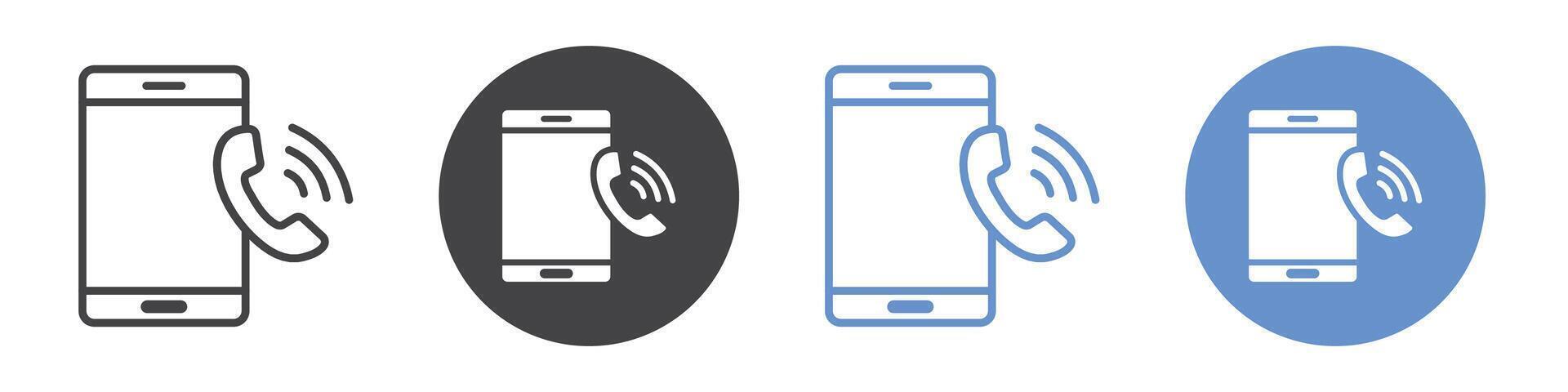 Phone call icon flat line symbol set. vector