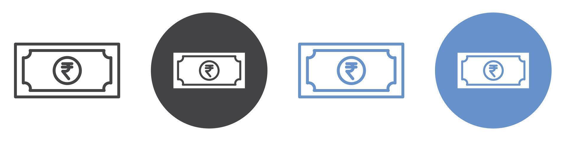 Indian rupee icon flat line symbol set. vector