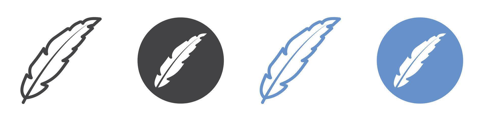 Feather icon flat line symbol set. vector