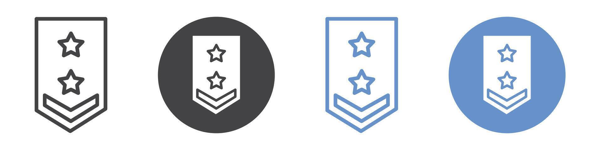 Military rank badge icon flat line symbol set. vector