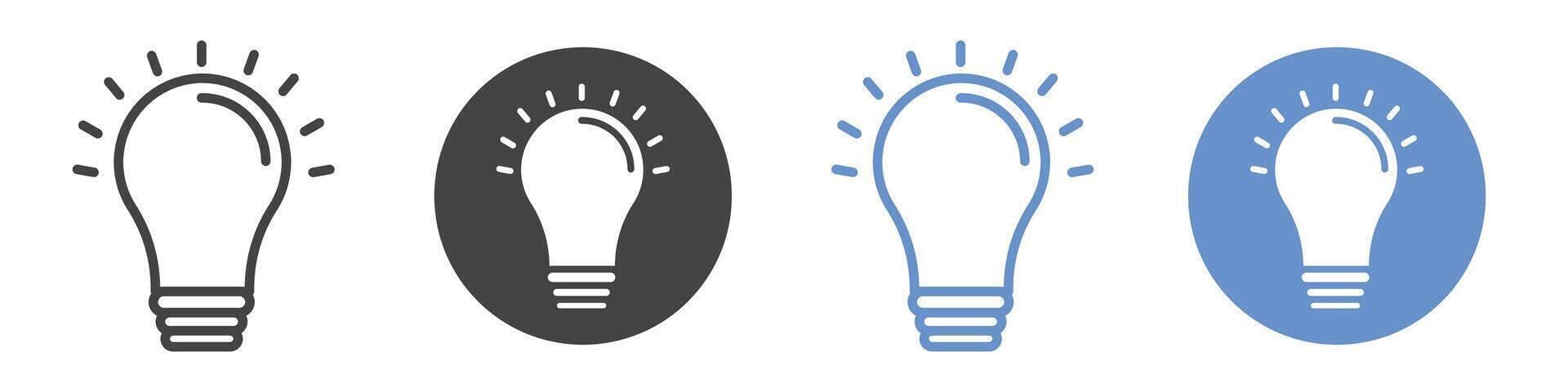 Lightbulb icon flat line symbol set. vector