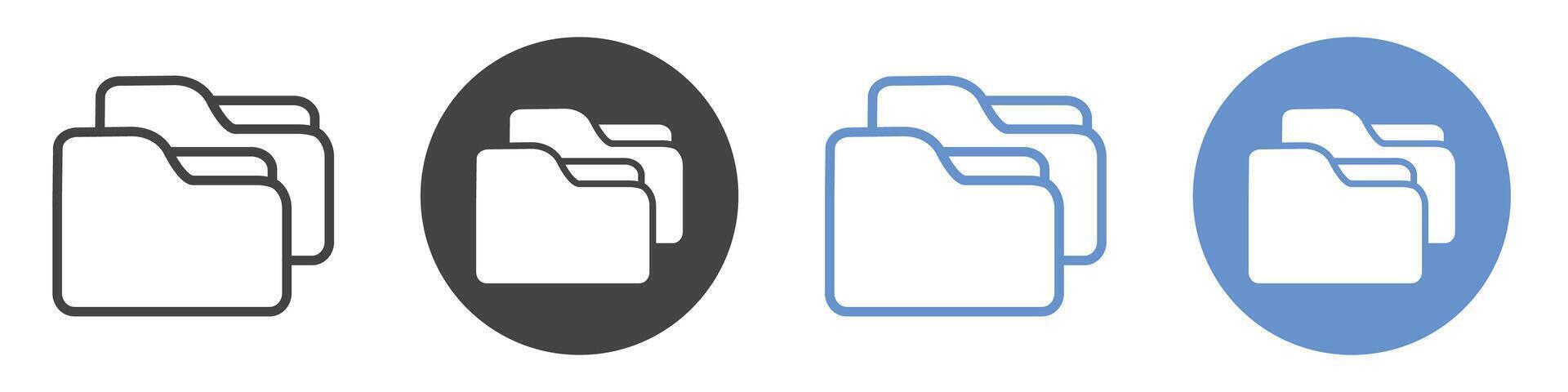Folder box icon flat line symbol set. vector