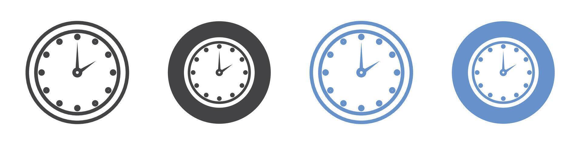 Clock two icon flat line symbol set. vector