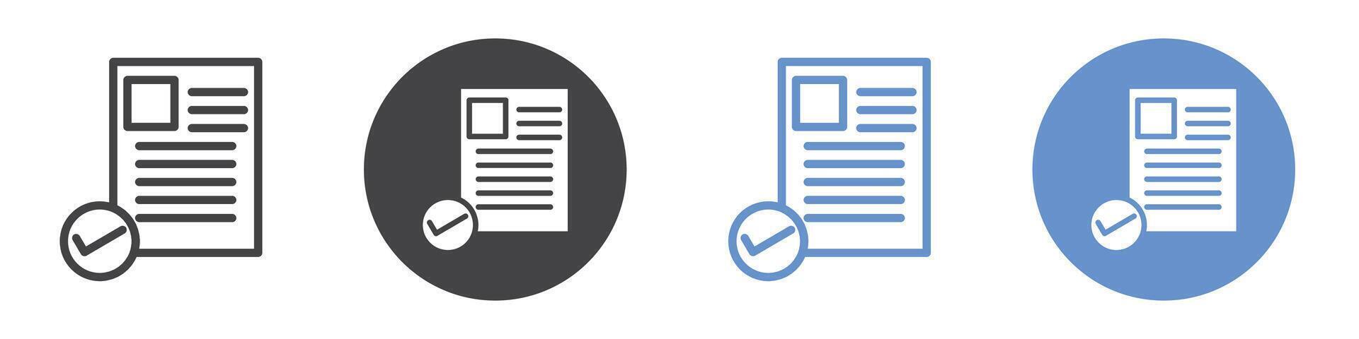 Document accepted icon flat line symbol set. vector