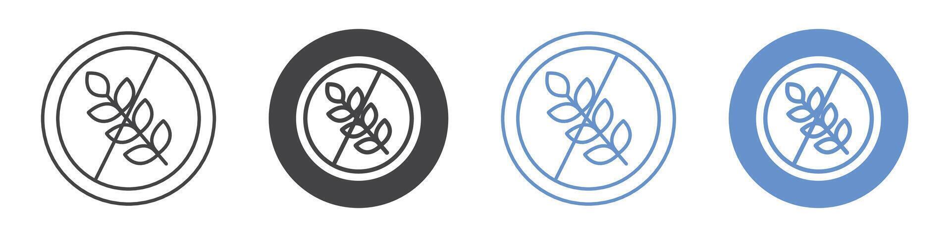 Gluten free icon flat line symbol set. vector