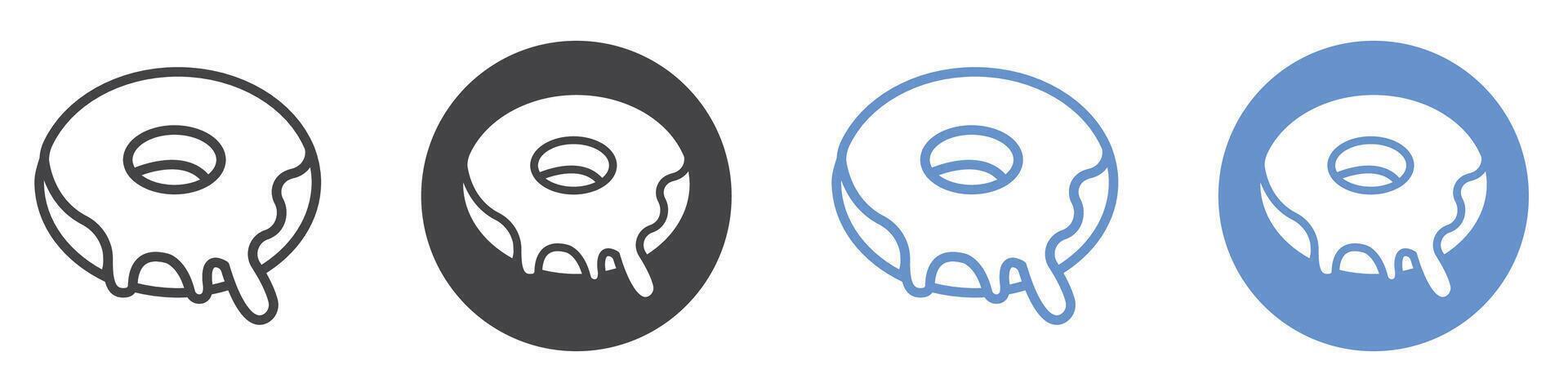 Doughnut icon flat line symbol set. vector