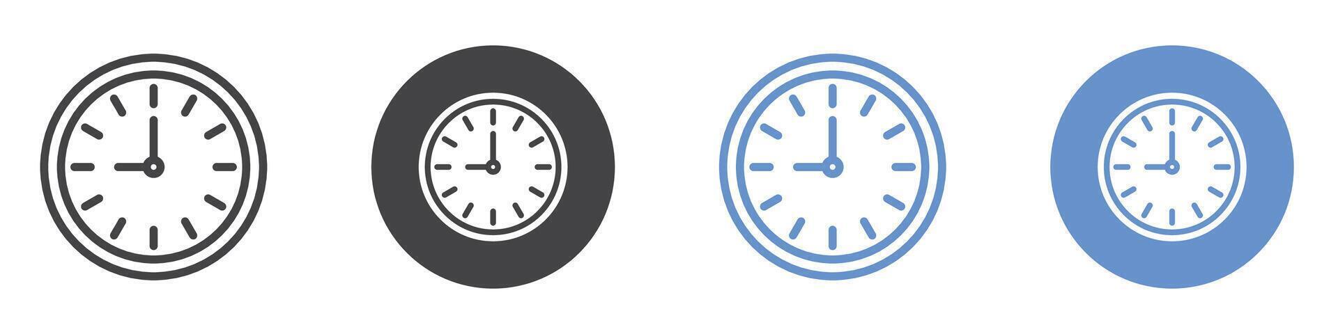 Clock nine icon flat line symbol set. vector