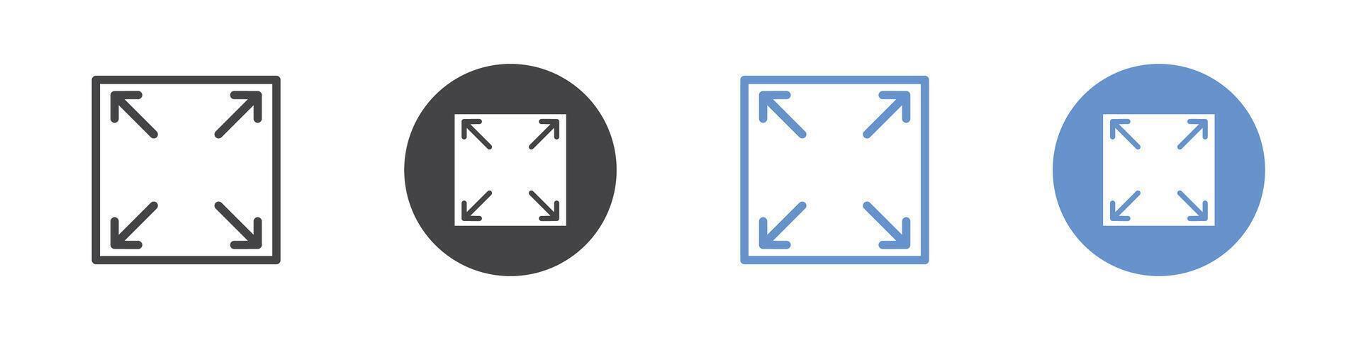 Expand icon flat line symbol set. vector