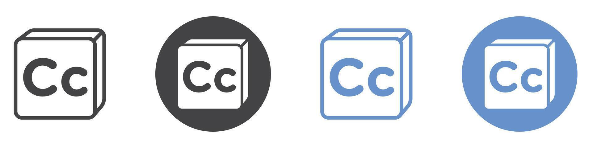 Closed caption icon flat line symbol set. vector