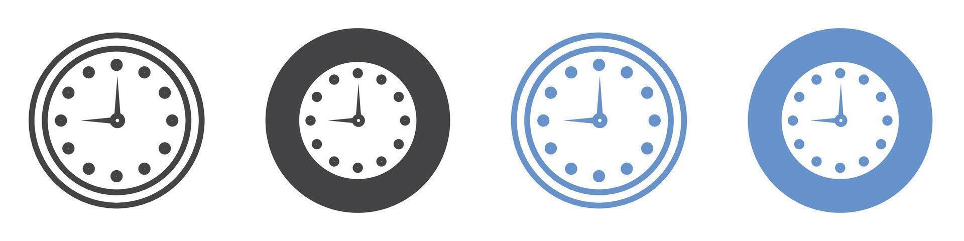 Clock icon flat line symbol set. vector