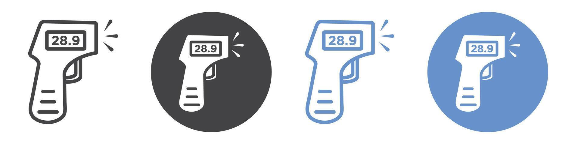 Digital thermometer icon flat line symbol set. vector