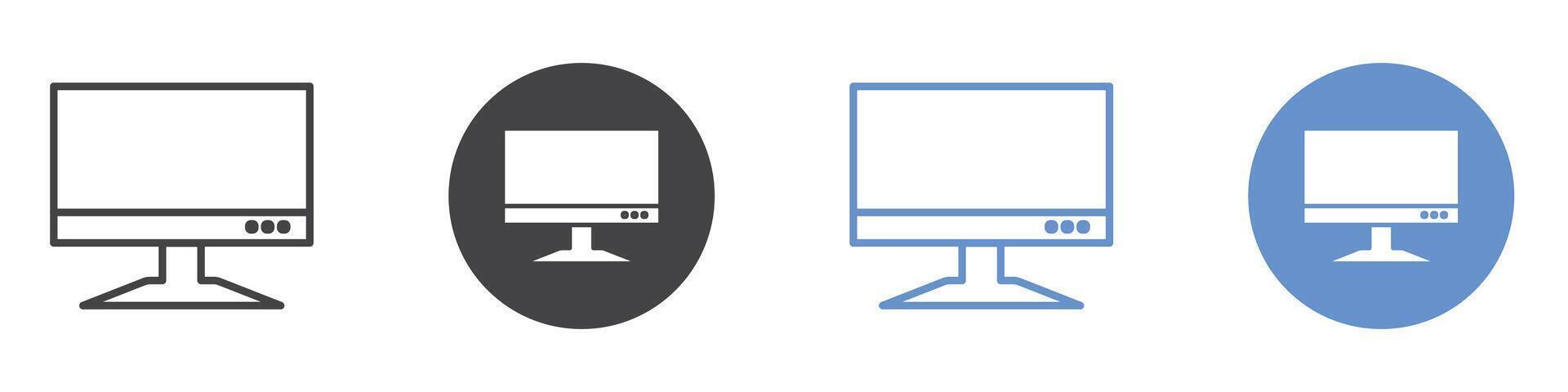 Computer Screen icon flat line symbol set. vector
