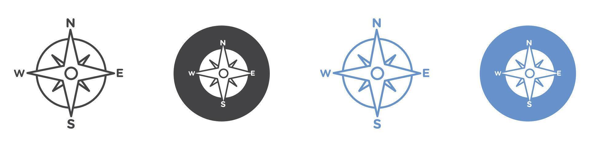 Compass Icon flat line symbol set. vector