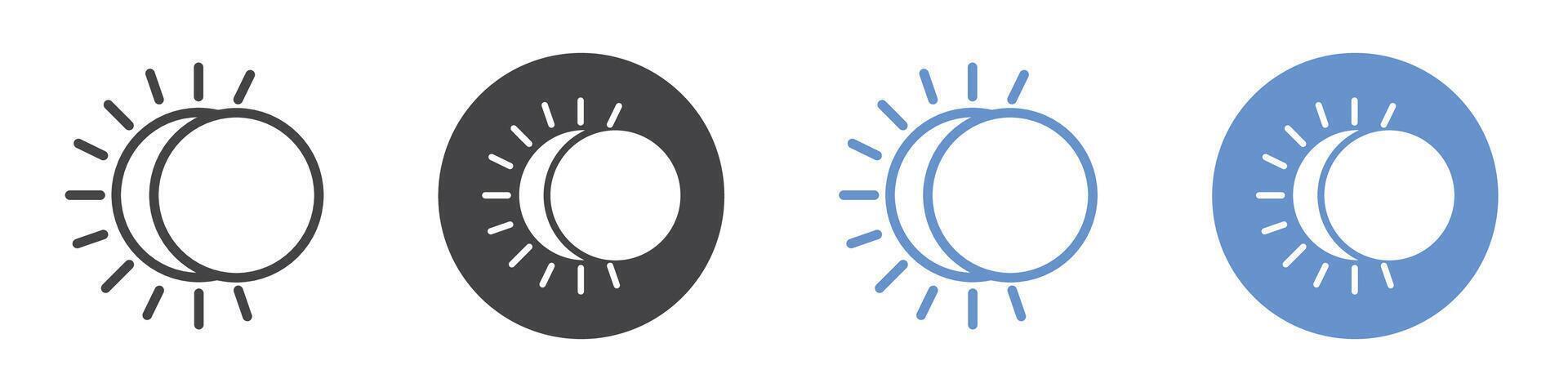 Eclipse icon flat line symbol set. vector