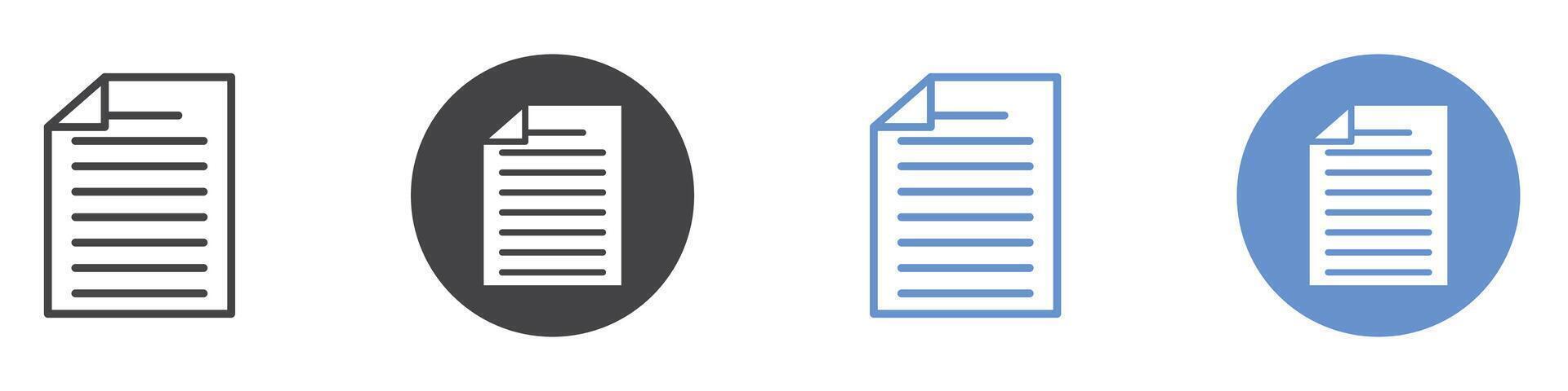 Document icon flat line symbol set. vector