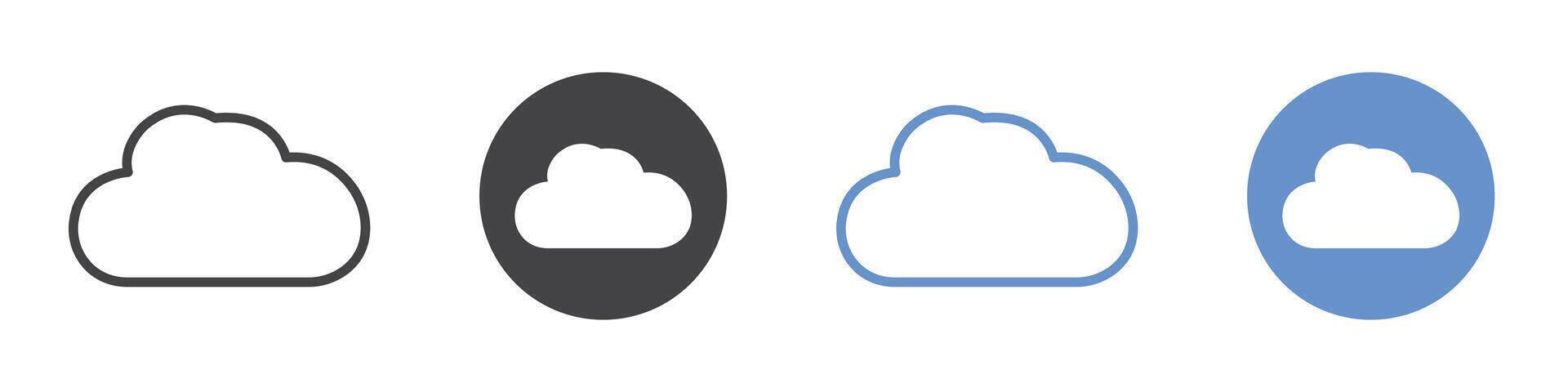 Cloud icon flat line symbol set. vector