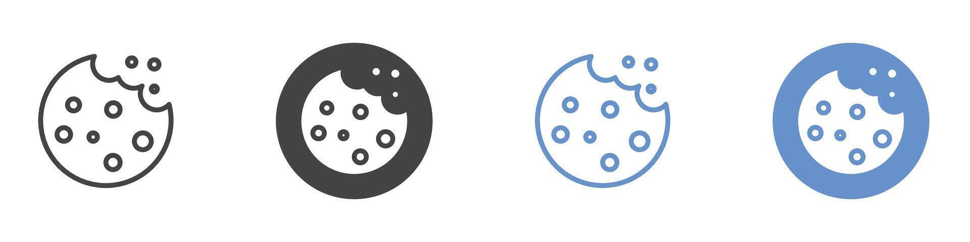 Cookie icon flat line symbol set. vector
